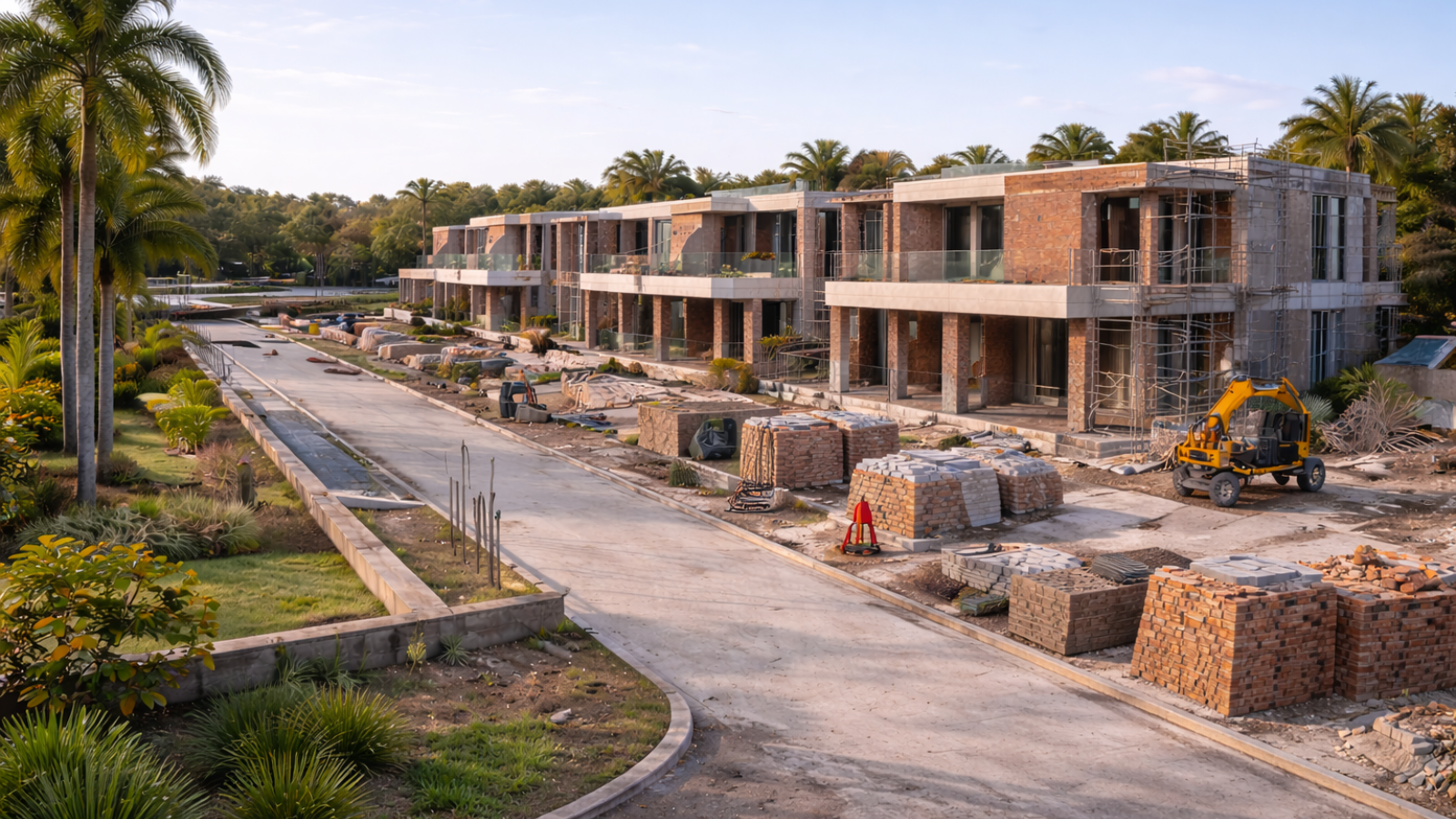 En la imagen se ve un desarrollo inmobiliario en proceso