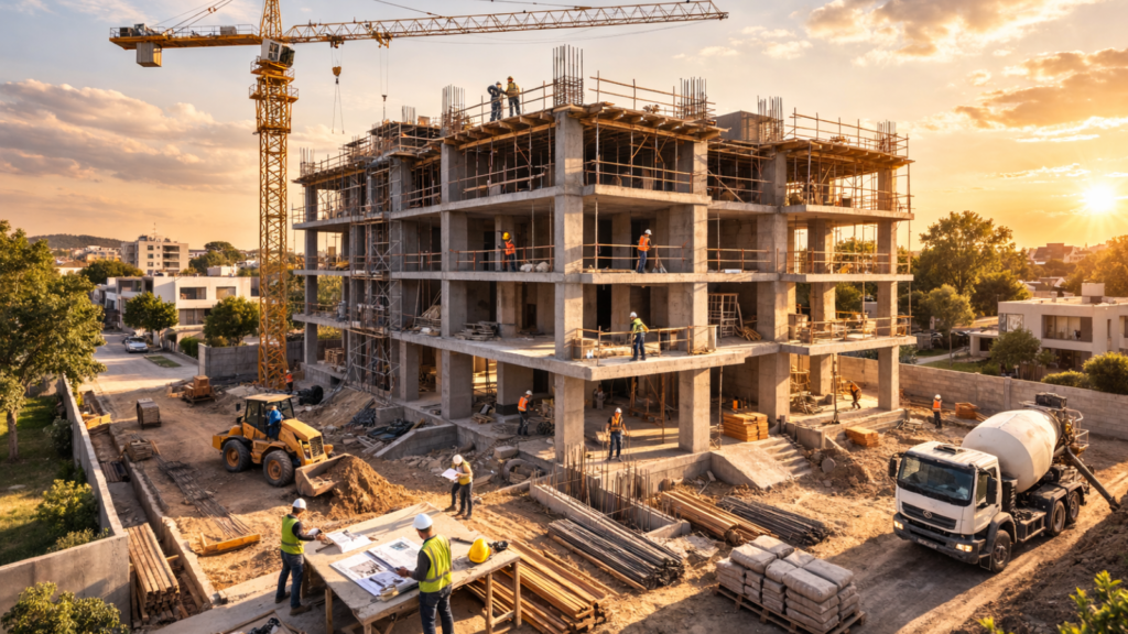 Desarrollo inmobiliario en proceso de construccion