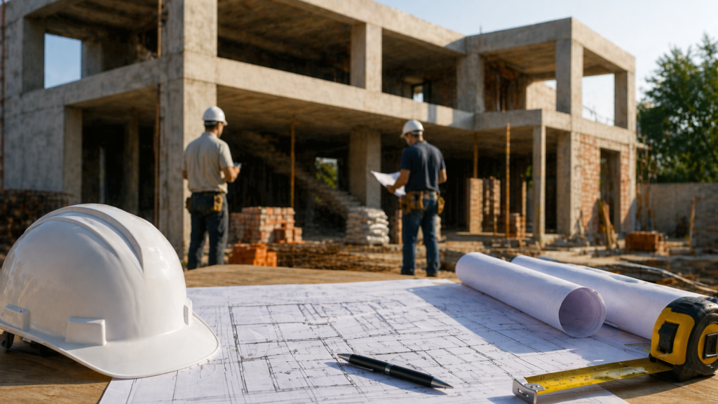 En la imagen se ve constructores de casa